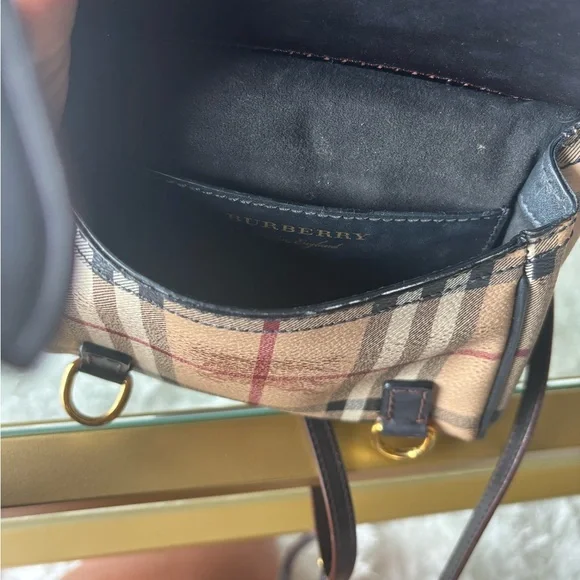 Burberry Bridle Handbag Leather and Haymarket Check crossbody brown - Picture 4 of 8